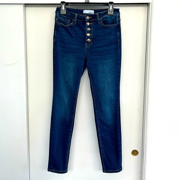 Vervet by Flying Monkey Button Fly Dark Wash High Rise Skinny Jeans size 28 - Picture 1 of 10